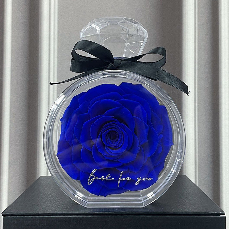 Natürliche ewige Blumenornamente Transparente Abdeckung Getrocknete Rose Geschenkbox für Weihnachten Neujahr Valentinstag Wohnkultur