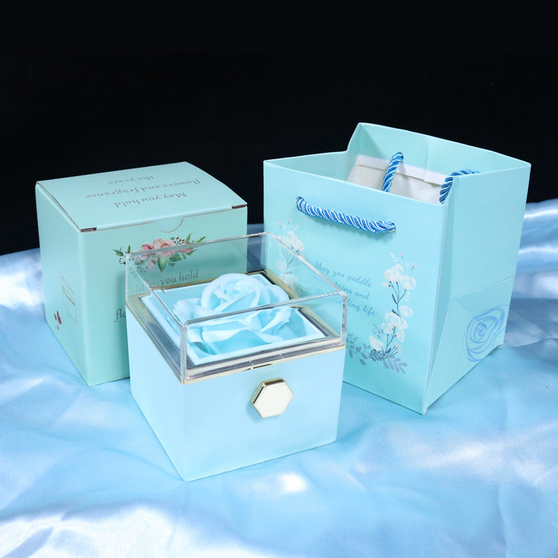 Rotierende Seife Blume Rose Geschenkbox Kreative Rotierende Rose Schmuck Verpackung Box Valentinstag Geschenk für Frauen
