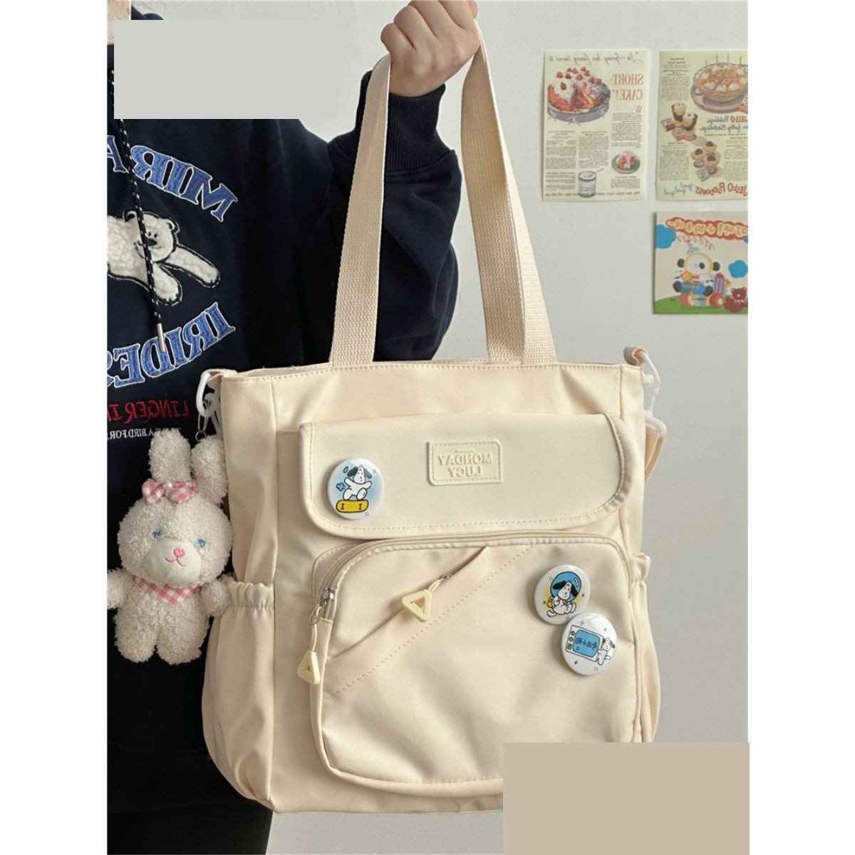 Damen Canvas Japanische Tasche im College-Stil