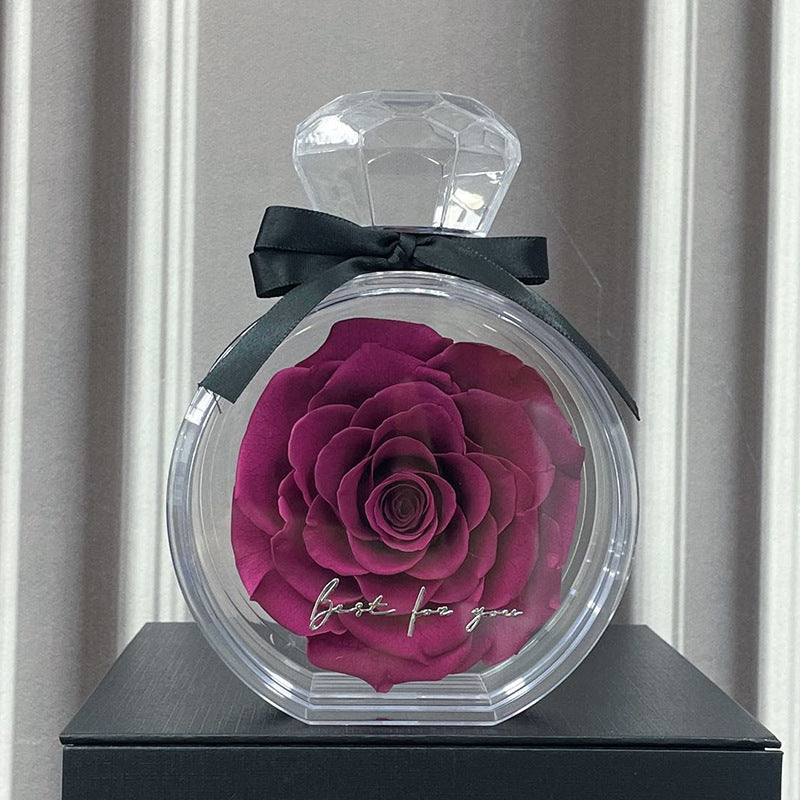 Natürliche ewige Blumenornamente Transparente Abdeckung Getrocknete Rose Geschenkbox für Weihnachten Neujahr Valentinstag Wohnkultur