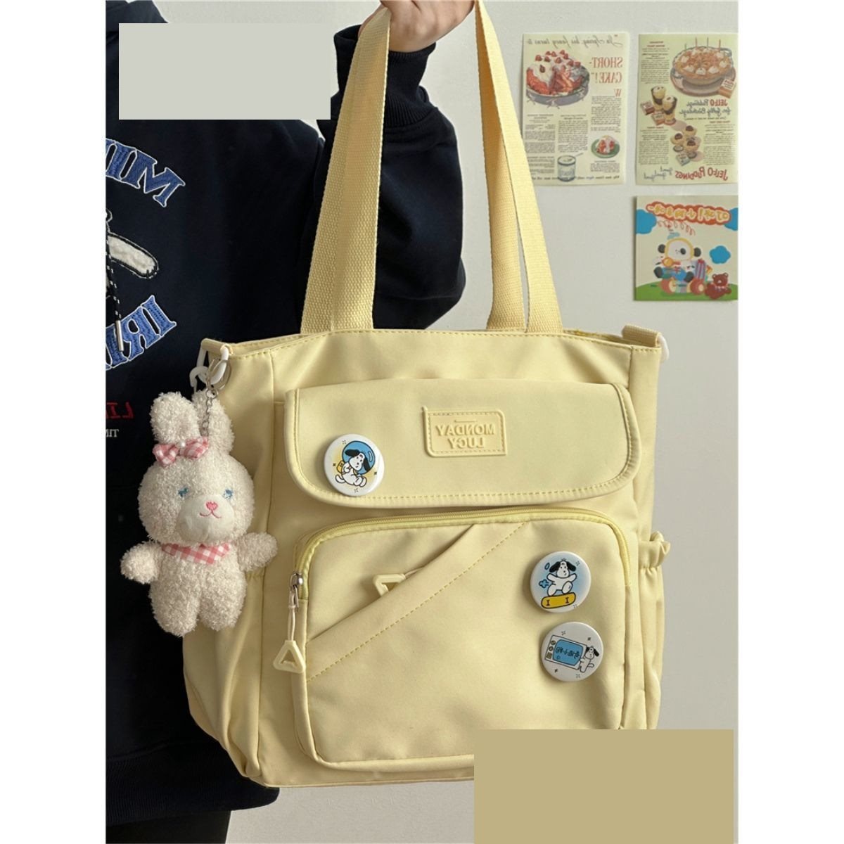 Damen Canvas Japanische Tasche im College-Stil