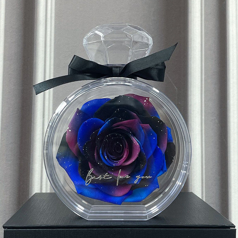 Natürliche ewige Blumenornamente Transparente Abdeckung Getrocknete Rose Geschenkbox für Weihnachten Neujahr Valentinstag Wohnkultur