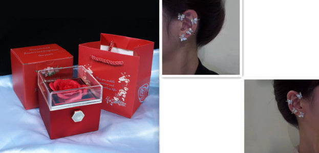 Rotierende Seife Blume Rose Geschenkbox Kreative Rotierende Rose Schmuck Verpackung Box Valentinstag Geschenk für Frauen