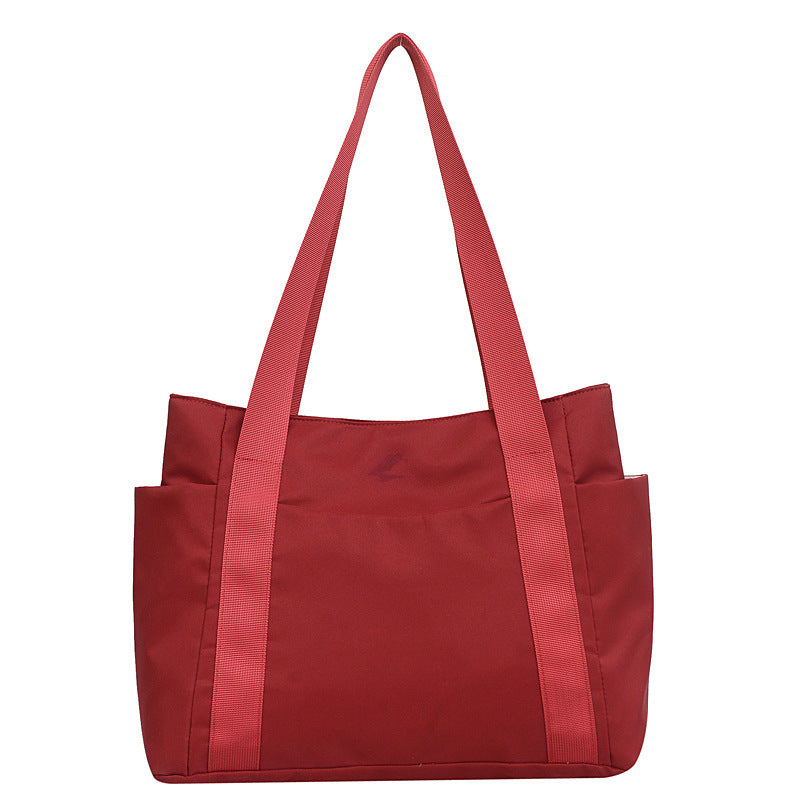 Neue japanische Stil einfarbige Einkaufstasche Umhängetasche Casual Einfache Canvas Handtasche