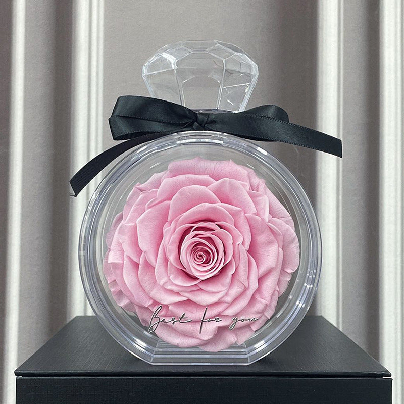 Natürliche ewige Blumenornamente Transparente Abdeckung Getrocknete Rose Geschenkbox für Weihnachten Neujahr Valentinstag Wohnkultur
