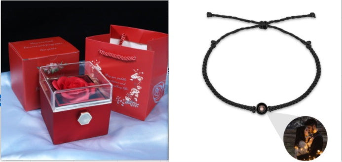 Rotierende Seife Blume Rose Geschenkbox Kreative Rotierende Rose Schmuck Verpackung Box Valentinstag Geschenk für Frauen