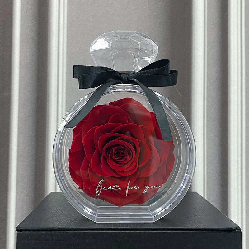Natürliche ewige Blumenornamente Transparente Abdeckung Getrocknete Rose Geschenkbox für Weihnachten Neujahr Valentinstag Wohnkultur