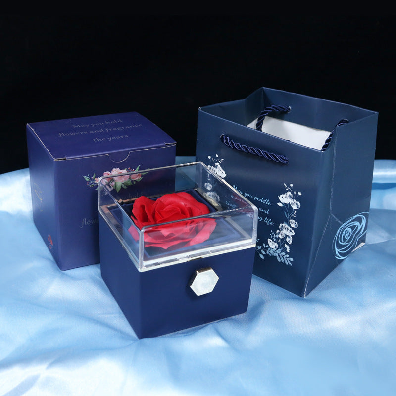 Rotierende Seife Blume Rose Geschenkbox Kreative Rotierende Rose Schmuck Verpackung Box Valentinstag Geschenk für Frauen