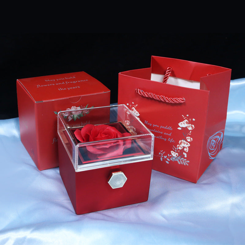Rotierende Seife Blume Rose Geschenkbox Kreative Rotierende Rose Schmuck Verpackung Box Valentinstag Geschenk für Frauen