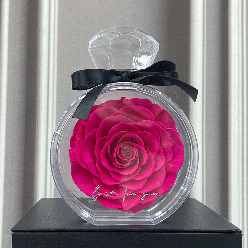 Natürliche ewige Blumenornamente Transparente Abdeckung Getrocknete Rose Geschenkbox für Weihnachten Neujahr Valentinstag Wohnkultur