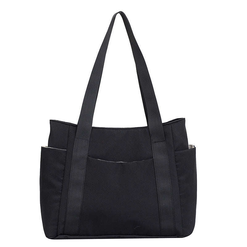 Neue japanische Stil einfarbige Einkaufstasche Umhängetasche Casual Einfache Canvas Handtasche