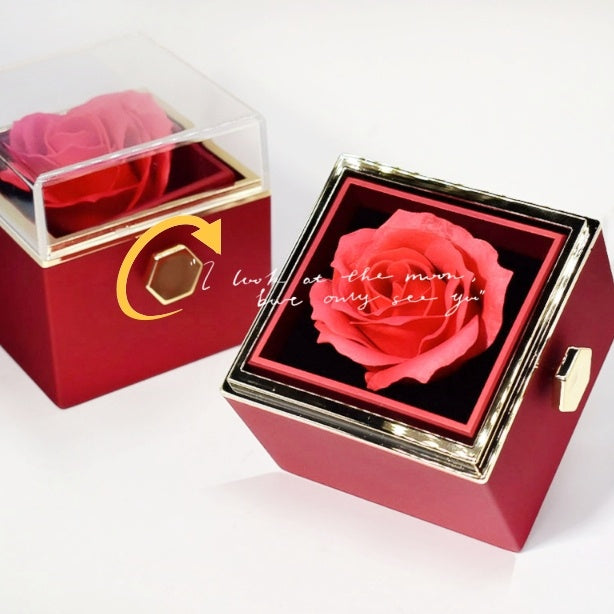 Rotierende Seife Blume Rose Geschenkbox Kreative Rotierende Rose Schmuck Verpackung Box Valentinstag Geschenk für Frauen