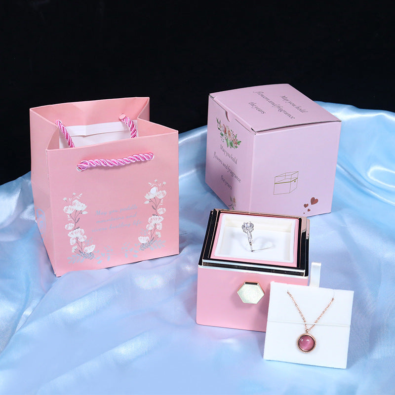 Rotierende Seife Blume Rose Geschenkbox Kreative Rotierende Rose Schmuck Verpackung Box Valentinstag Geschenk für Frauen
