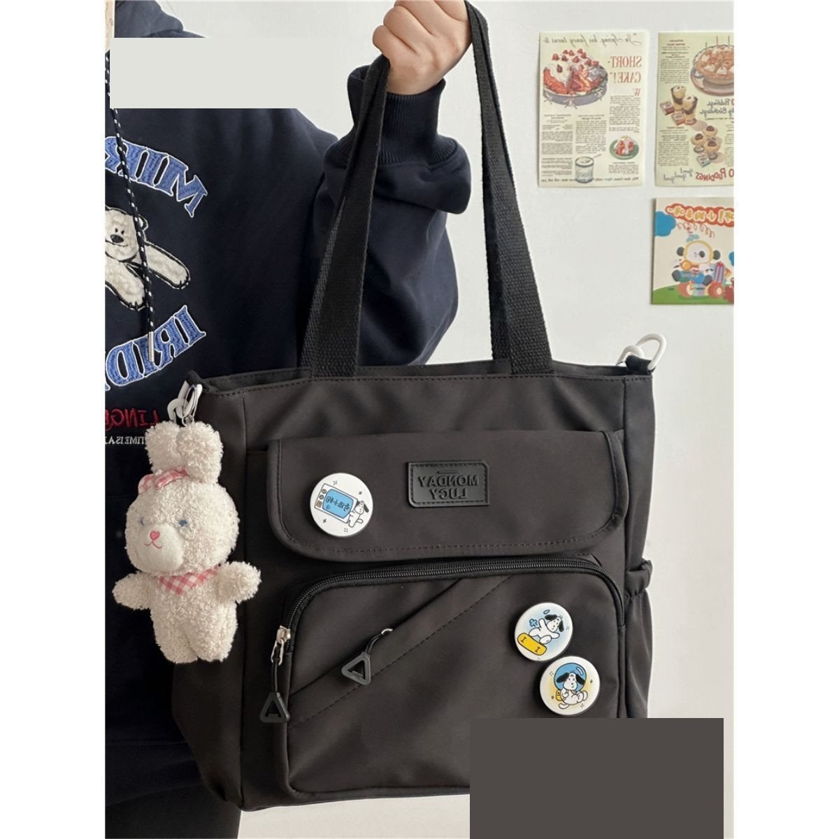 Damen Canvas Japanische Tasche im College-Stil