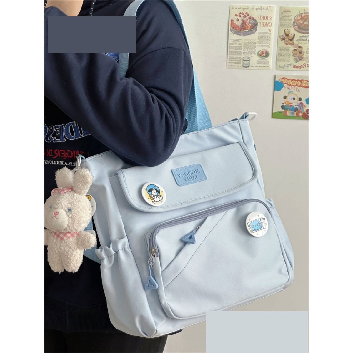 Damen Canvas Japanische Tasche im College-Stil
