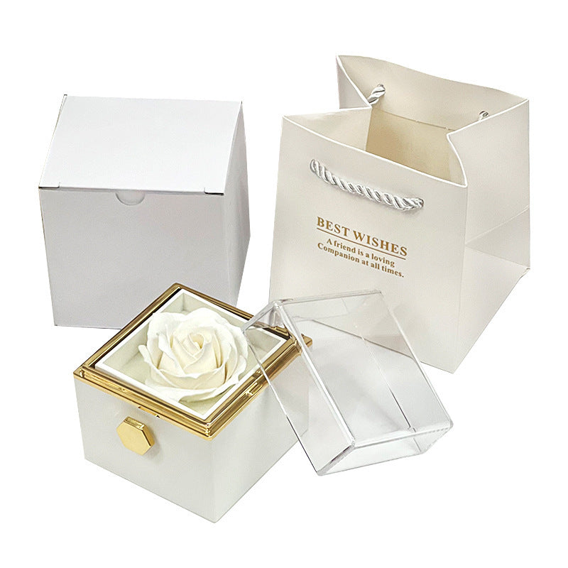 Rotierende Seife Blume Rose Geschenkbox Kreative Rotierende Rose Schmuck Verpackung Box Valentinstag Geschenk für Frauen