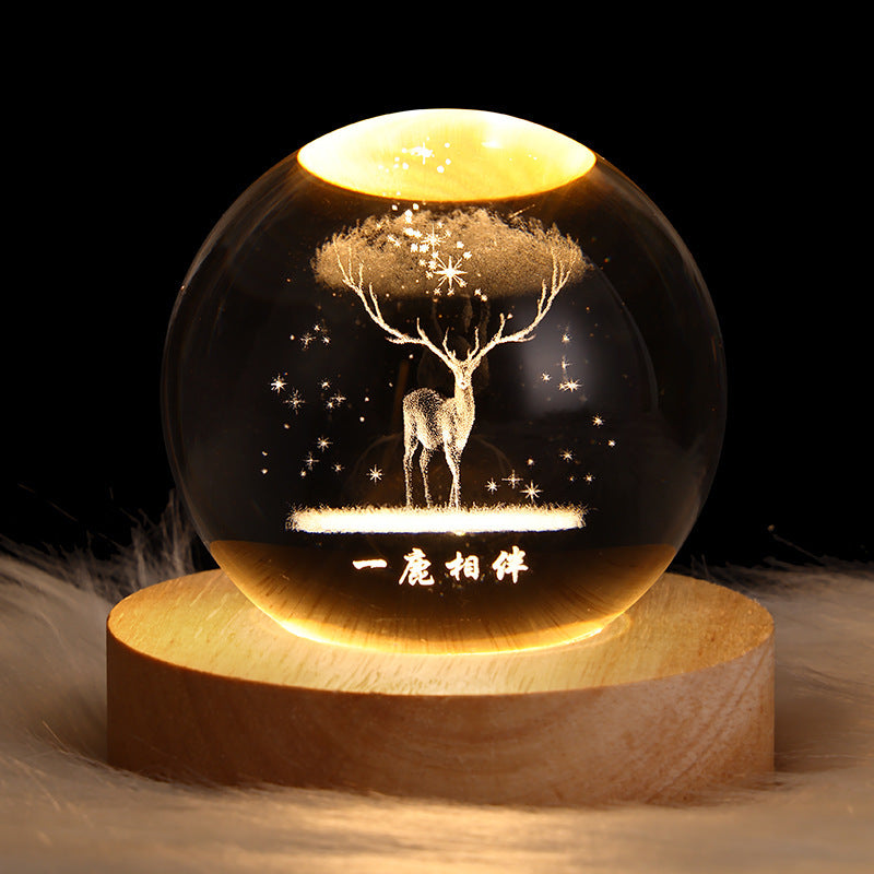 Leuchtender Sternen himmel und Planeten Mond Mond Kristall kugel Kleine Nacht lampe Projektion Ambiente Licht Kreatives Geschenk Neues seltsames Geschenk