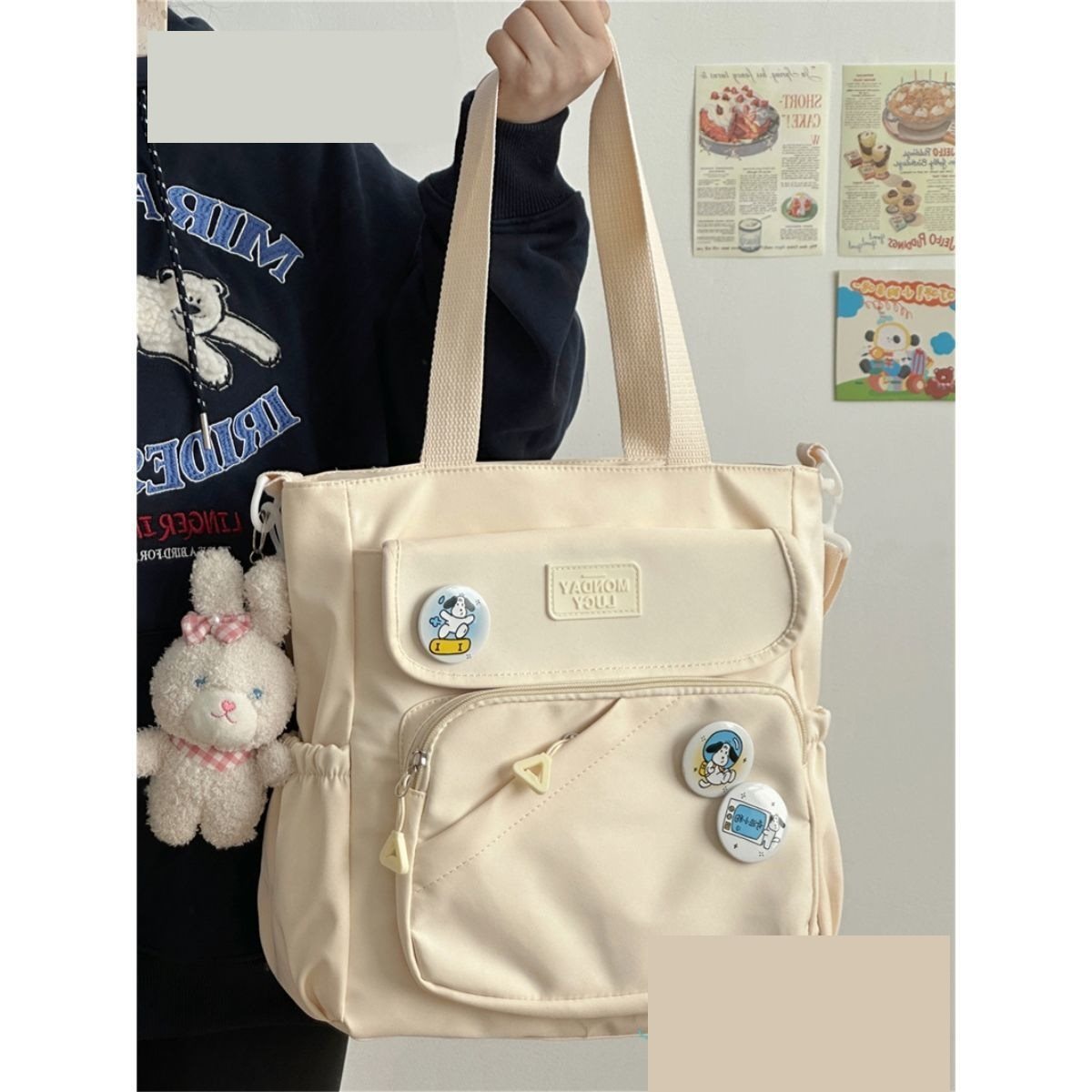 Damen Canvas Japanische Tasche im College-Stil