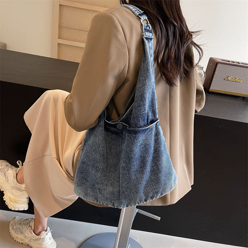Lässige Denim-Umhängetasche mit großem Fassungsvermögen