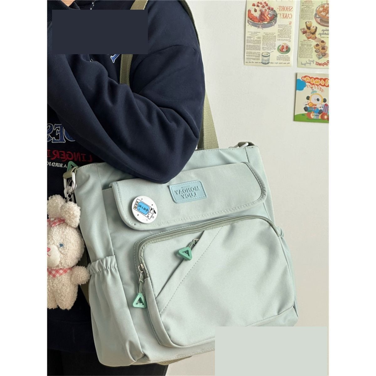 Damen Canvas Japanische Tasche im College-Stil