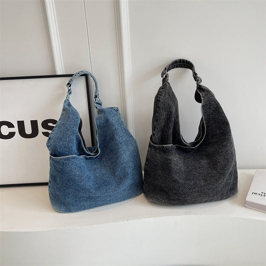 Lässige Denim-Umhängetasche mit großem Fassungsvermögen