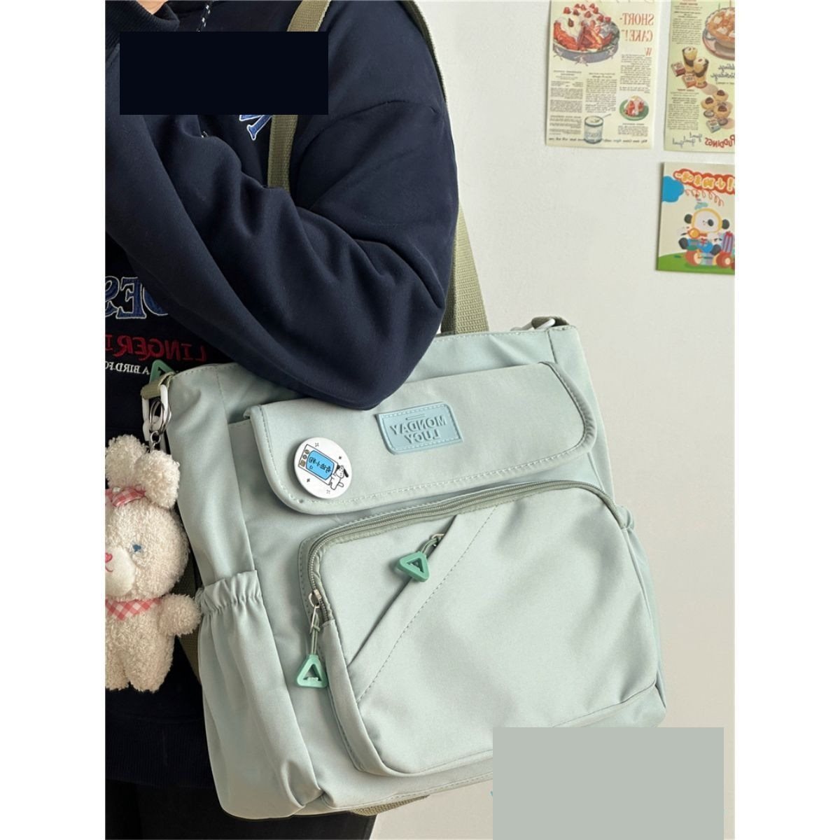 Damen Canvas Japanische Tasche im College-Stil