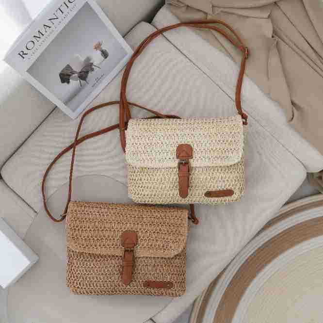 Damen Sommer Beach Travel Crossbody Strohtasche