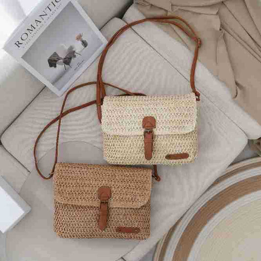 Damen Sommer Beach Travel Crossbody Strohtasche