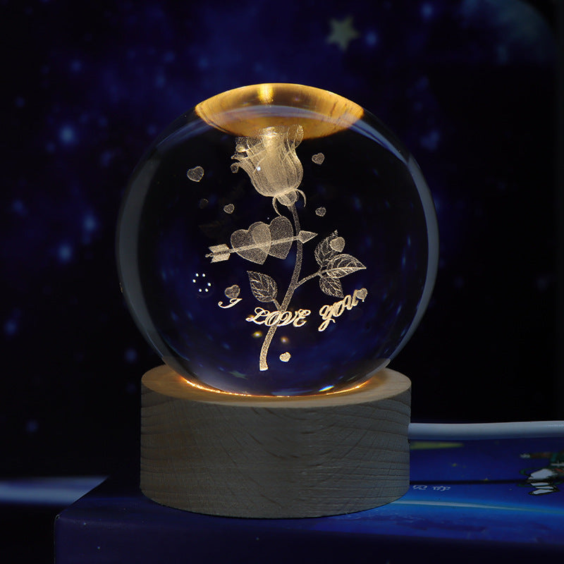 Leuchtender Sternen himmel und Planeten Mond Mond Kristall kugel Kleine Nacht lampe Projektion Ambiente Licht Kreatives Geschenk Neues seltsames Geschenk