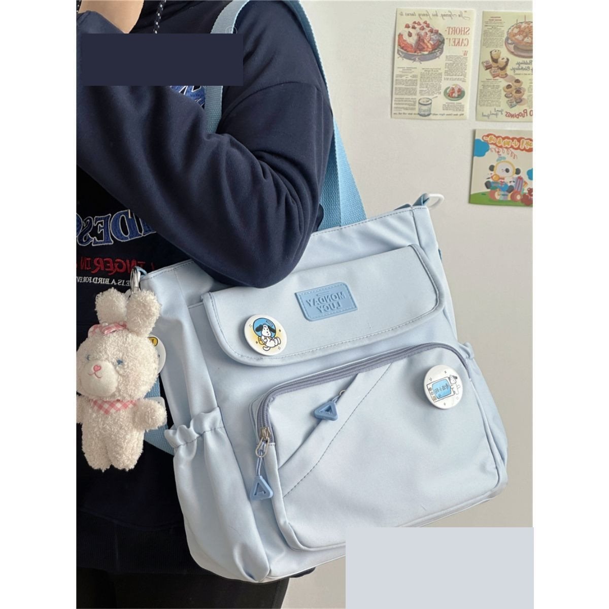 Damen Canvas Japanische Tasche im College-Stil