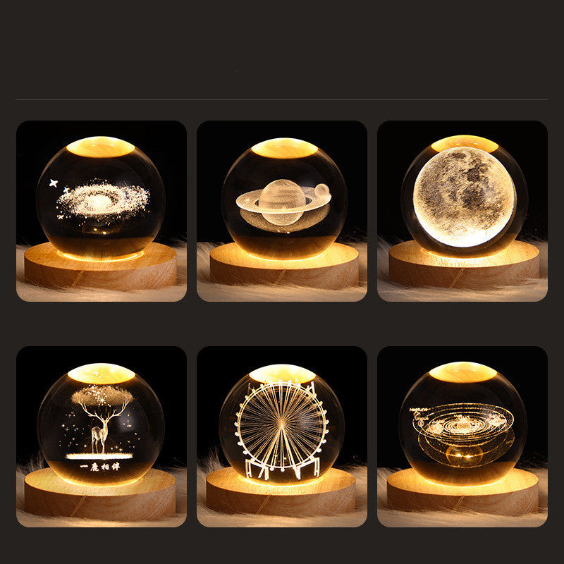 Leuchtender Sternen himmel und Planeten Mond Mond Kristall kugel Kleine Nacht lampe Projektion Ambiente Licht Kreatives Geschenk Neues seltsames Geschenk