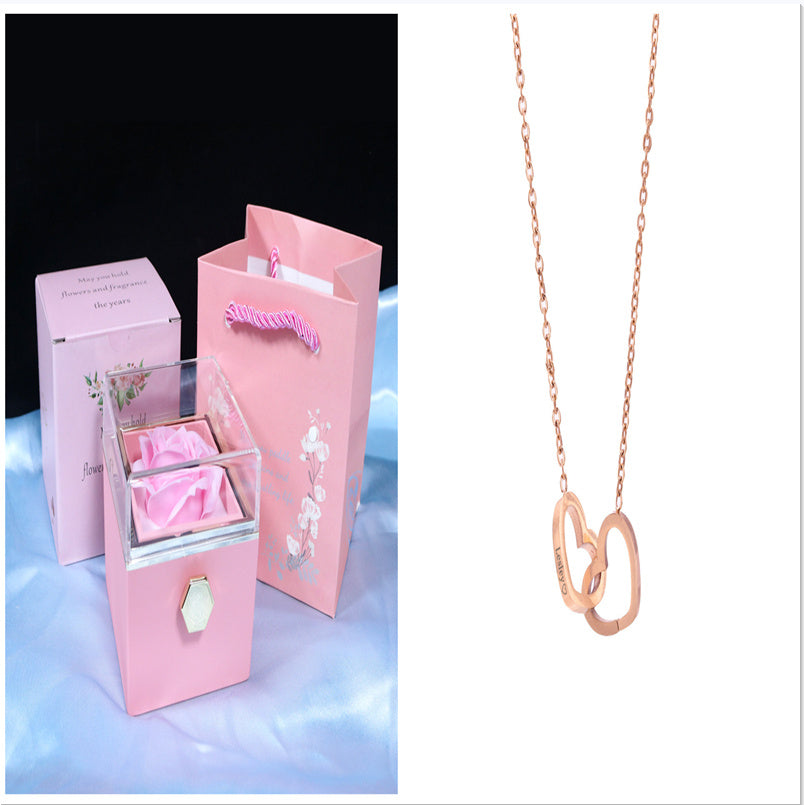 Rotierende Seife Blume Rose Geschenkbox Kreative Rotierende Rose Schmuck Verpackung Box Valentinstag Geschenk für Frauen