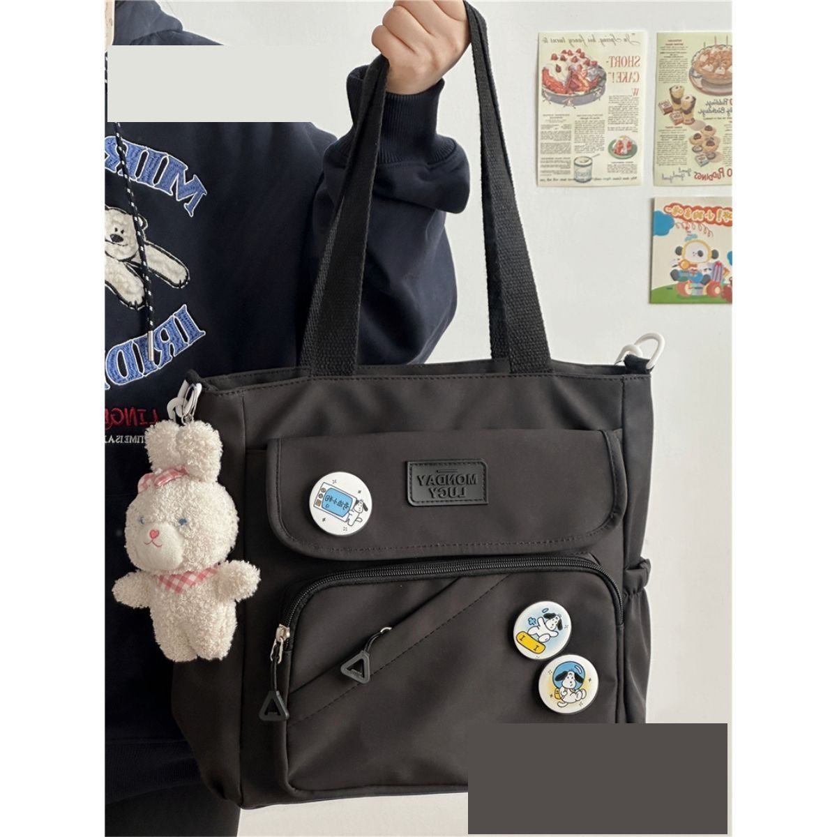 Damen Canvas Japanische Tasche im College-Stil