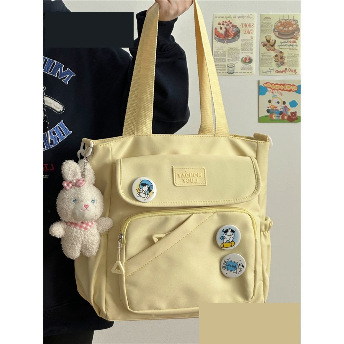 Damen Canvas Japanische Tasche im College-Stil